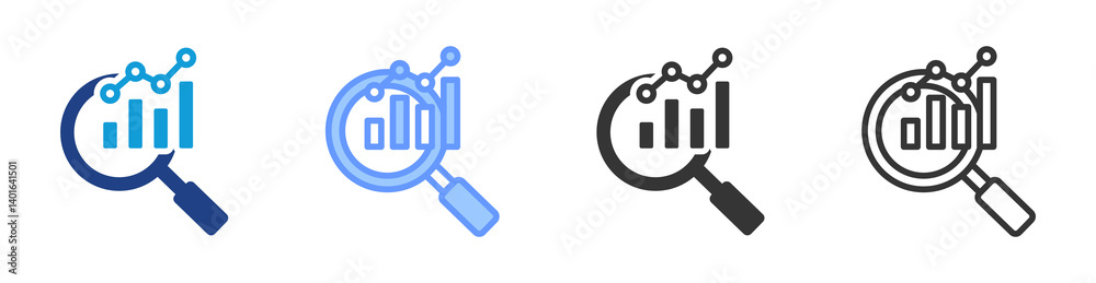 Market Research icon set multiple style collection