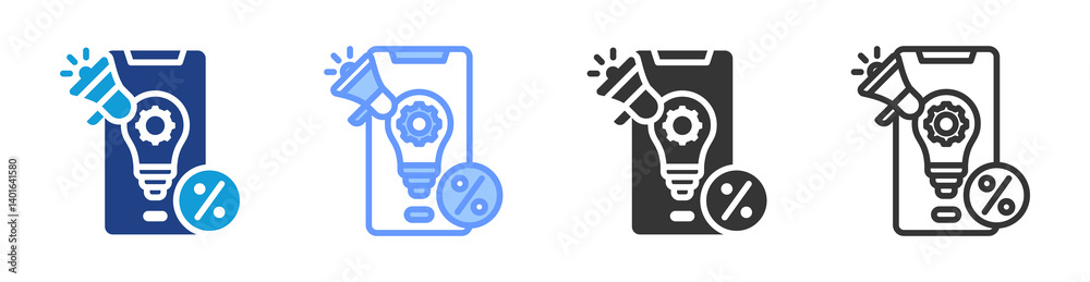 Promotion Tactics icon set multiple style collection