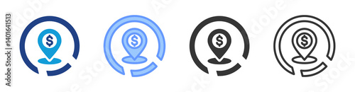 Market Positioning icon set multiple style collection