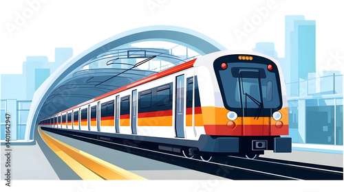 Urban Transit Concept: Modern Train at Underground Subway Platform
