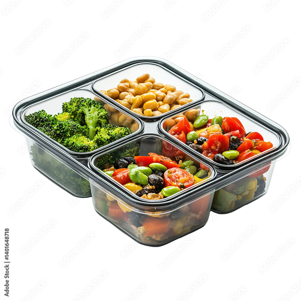 A divided container with healthy food portions is perfect for meal prepping and mindful eating. A divided container with healthy food portions is perfect for meal prepping and mindful eating.