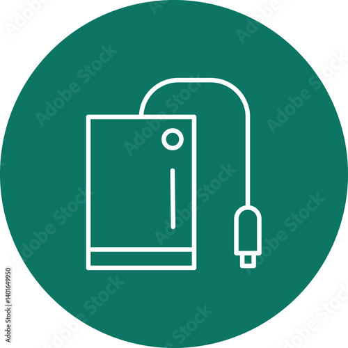 Hard Drive Vector Line Circle Icon Design