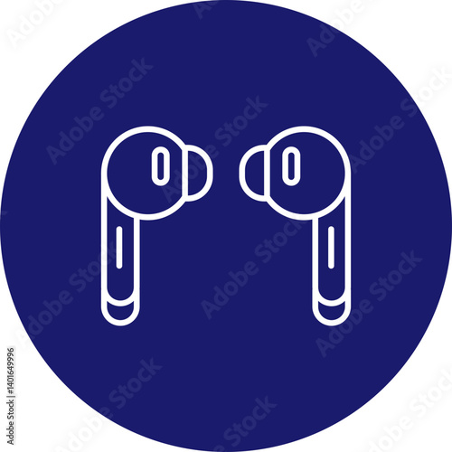 Ear Buds Vector Line Circle Icon Design