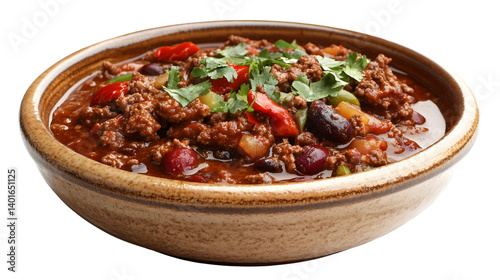 High-quality Image of Chili con Carne on a White Background for Culinary Websites and Publications
