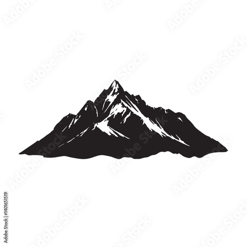 Hand Drawn Mountain Line Vector Isolated