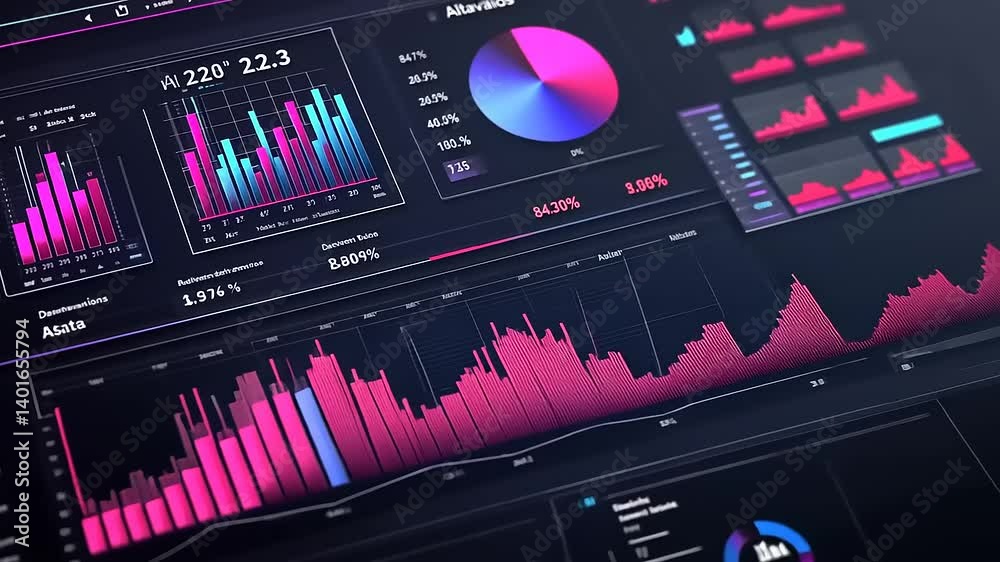 Complex glowing graphs and data visualizations against a dark background, conveying information in a digital space Complex glowing graphs and data visualizations against a dark background, conveying information in a digital space