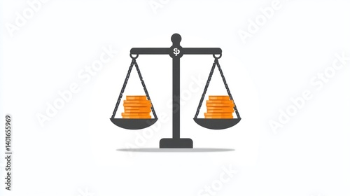 Balance of Wealth A Scale Weighing Stacks of Coins for Financial Equality and Decision Making