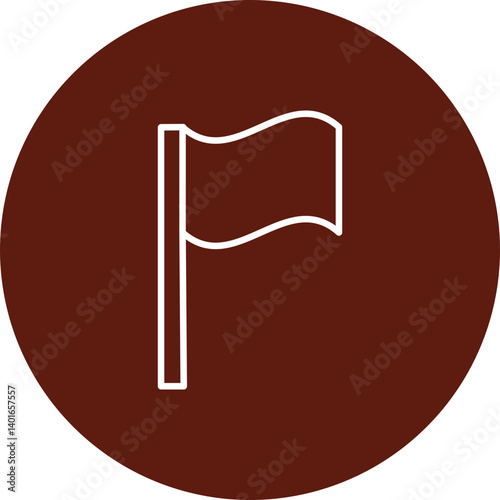 Flagged Vector Line Circle Icon Design