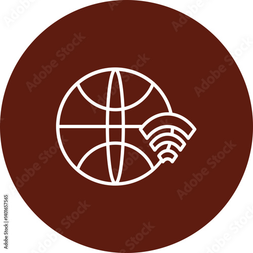 Internet Connection Vector Line Circle Icon Design