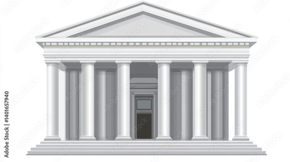 Fototapeta premium Classical Architecture with Pillars and Triangular Facade for Historical Educational or Desig