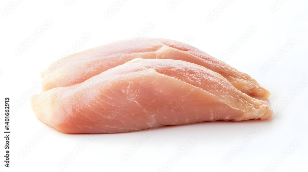 Fresh raw chicken breasts ready for cooking in a clean kitchen workspace with natural lighting highlighting their texture and color Fresh raw chicken breasts ready for cooking in a clean kitchen workspace with natural lighting highlighting their texture and color