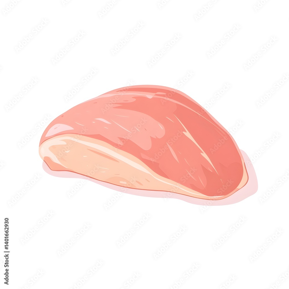 Raw chicken breast on a clean white background showcasing its fresh texture and color Raw chicken breast on a clean white background showcasing its fresh texture and color