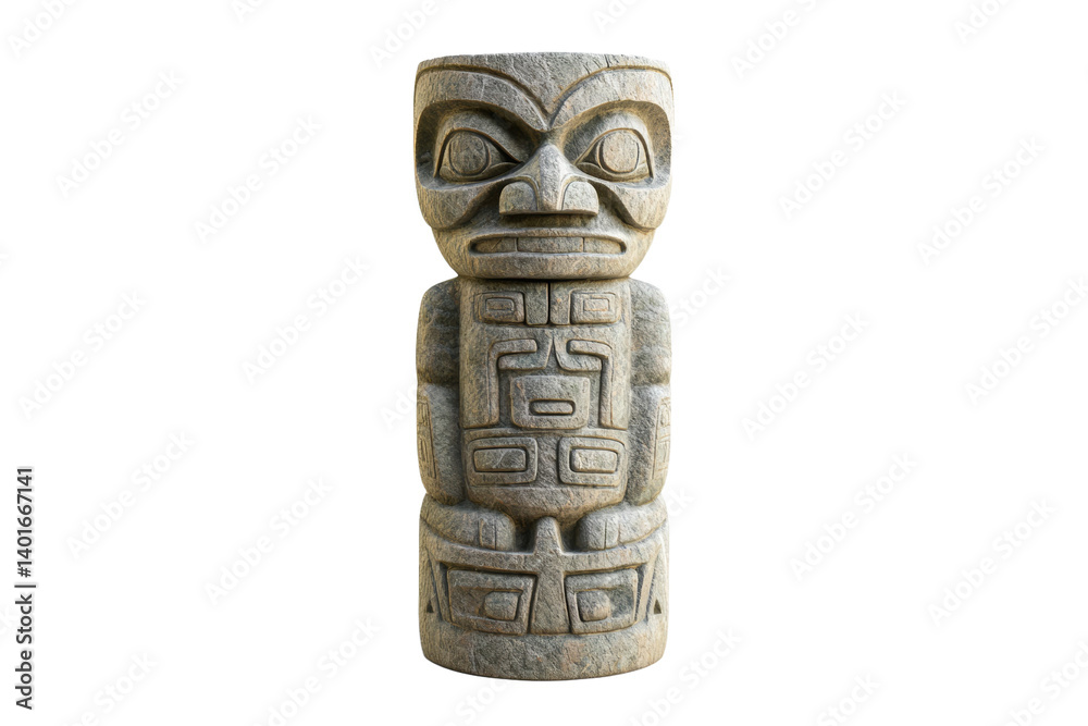 Large stone statue of a man with a stern expression