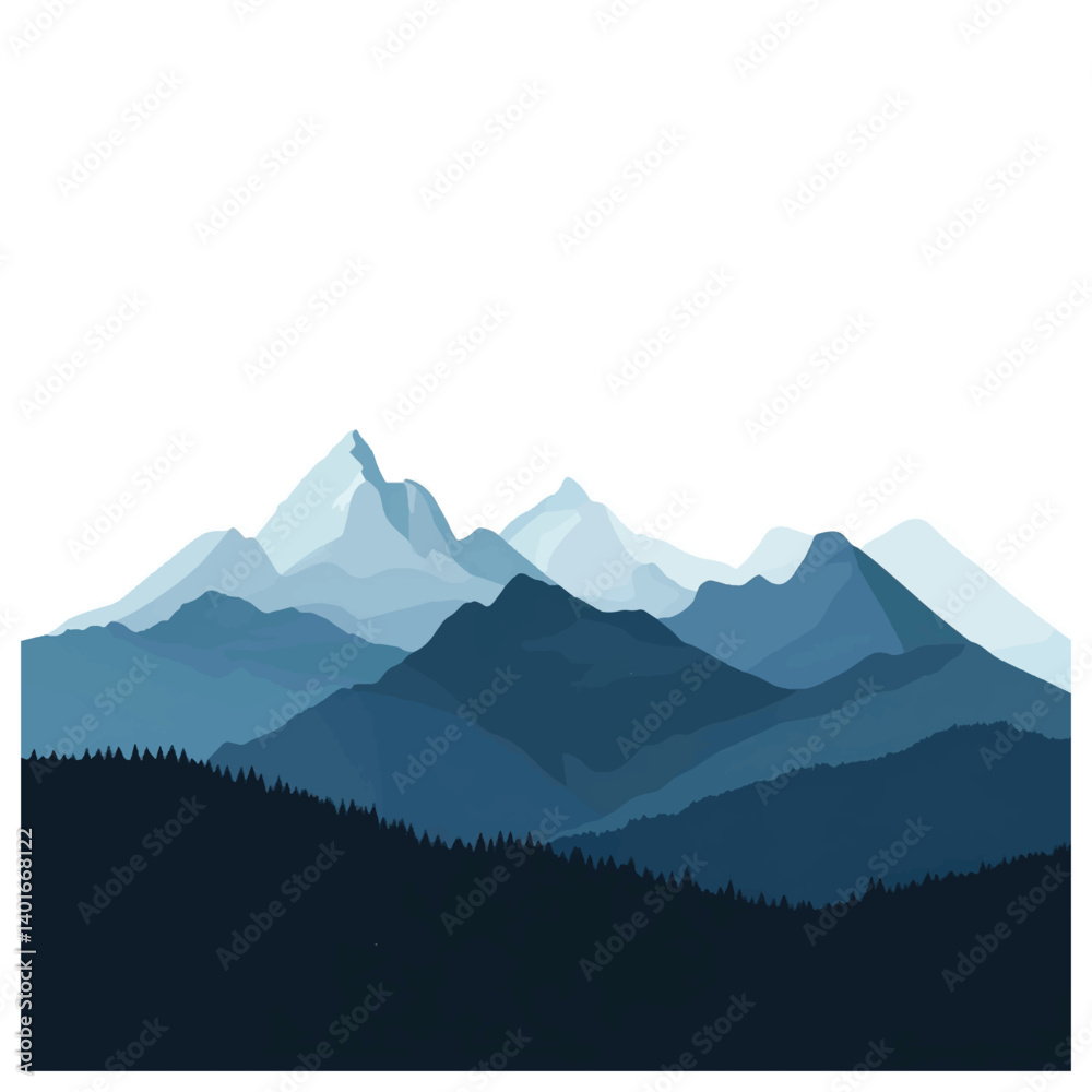 Naklejka premium Simple Mountains Silhouette Vector Illustration