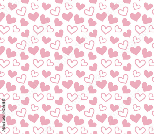 Pink hearts pattern. Seamless vector Romantic girly design. Delicate small feminine print for print, fabric, textile, cards and paper.