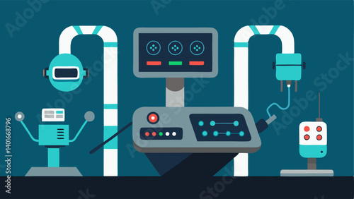 Smart Surgical Tools A set of futuristic surgical instruments appearing on an advanced tray some equipped with builtin sensors and screens showing operation progress.