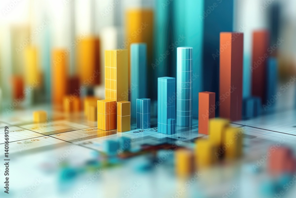 Analyzing Colorful Block Chart Showing Growth and Trends for Business Concept Analyzing Colorful Block Chart Showing Growth and Trends for Business Concept