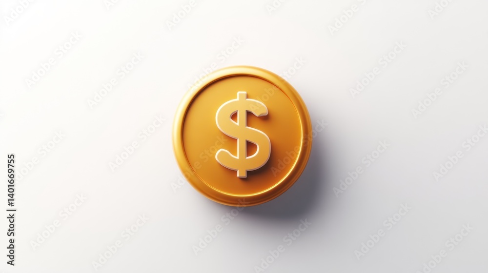 Golden Dollar Coin Icon HighQuality 3D Render for Finance Economy and Currency Concepts Golden Dollar Coin Icon HighQuality 3D Render for Finance Economy and Currency Concepts