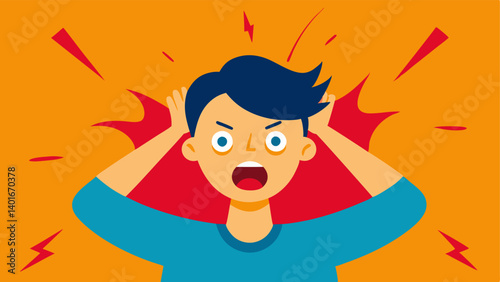 Frantic Energy Illustrate a person caught in a whirlwind of frustration pulling their hair in an exaggerated manner. Their eyes are widened in disbelief and their mouth is open