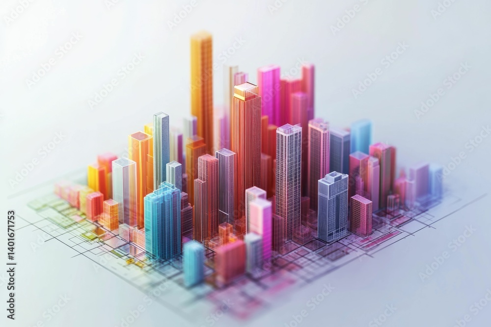 Colorful Cityscape Model Architectural Design with Abstract Urban Planning Concept Colorful Cityscape Model Architectural Design with Abstract Urban Planning Concept