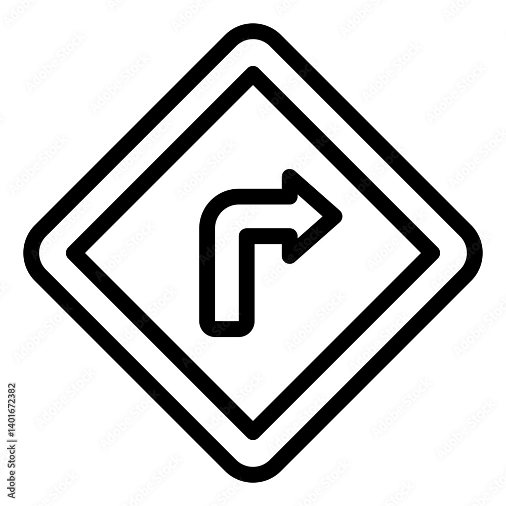 Turn right direction road sign navigation outline icon Turn right direction road sign navigation outline icon