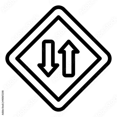 Two way direction outline icon for navigation