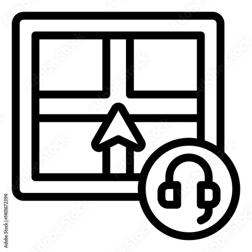 Virtual assistant navigation outline icon for digital mapping and tracking