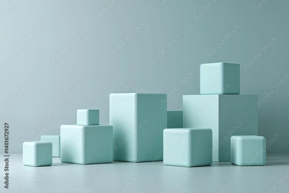 Obraz premium Serene Minimalist Background Featuring Soft Cubes in a Tranquil Setting