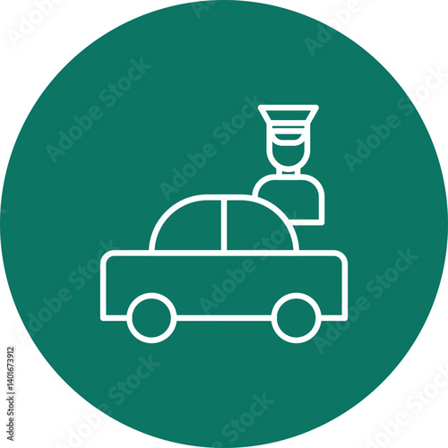 Chauffeur Vector Line Circle Icon Design