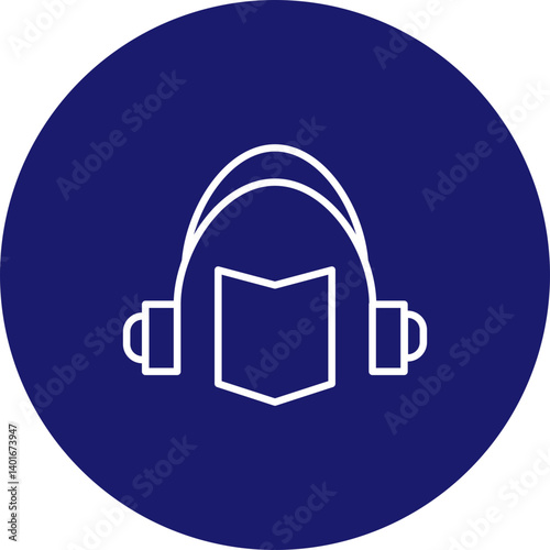 Audio Book Vector Line Circle Icon Design