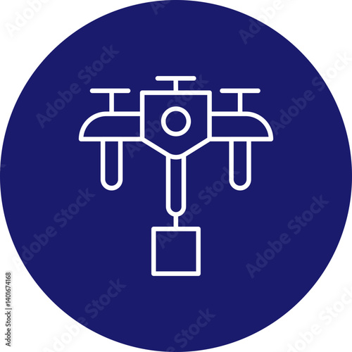 Drone Delivery Vector Line Circle Icon Design