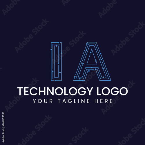 Technology Outline Font - Letter with Dots and Lines