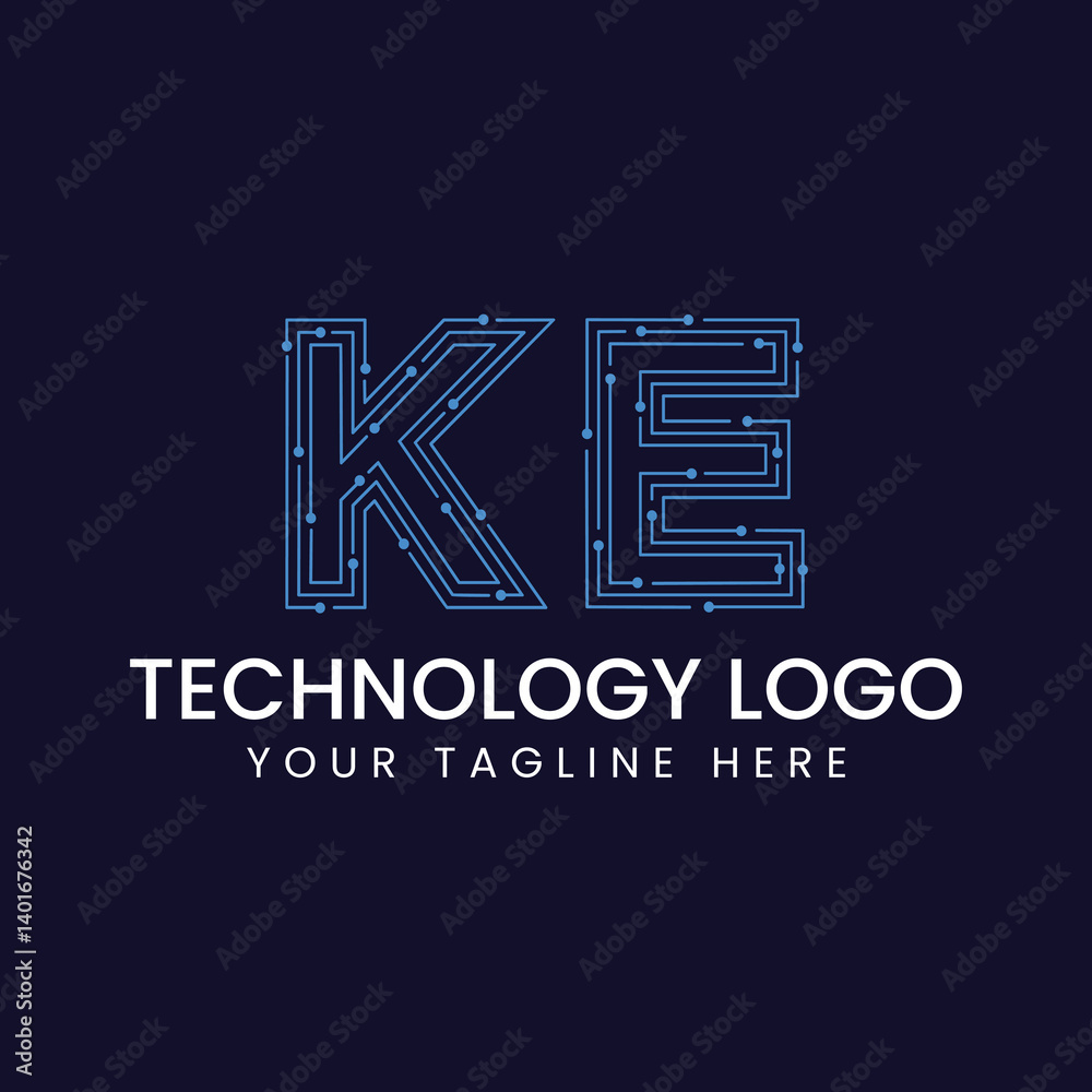 Technology Outline Font - Letter with Dots and Lines Technology Outline Font - Letter with Dots and Lines