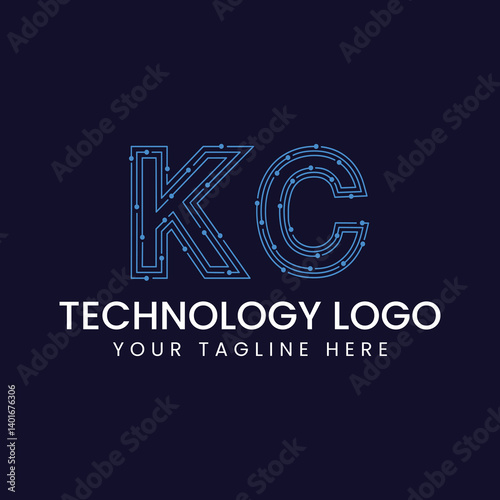 Technology Outline Font - Letter with Dots and Lines