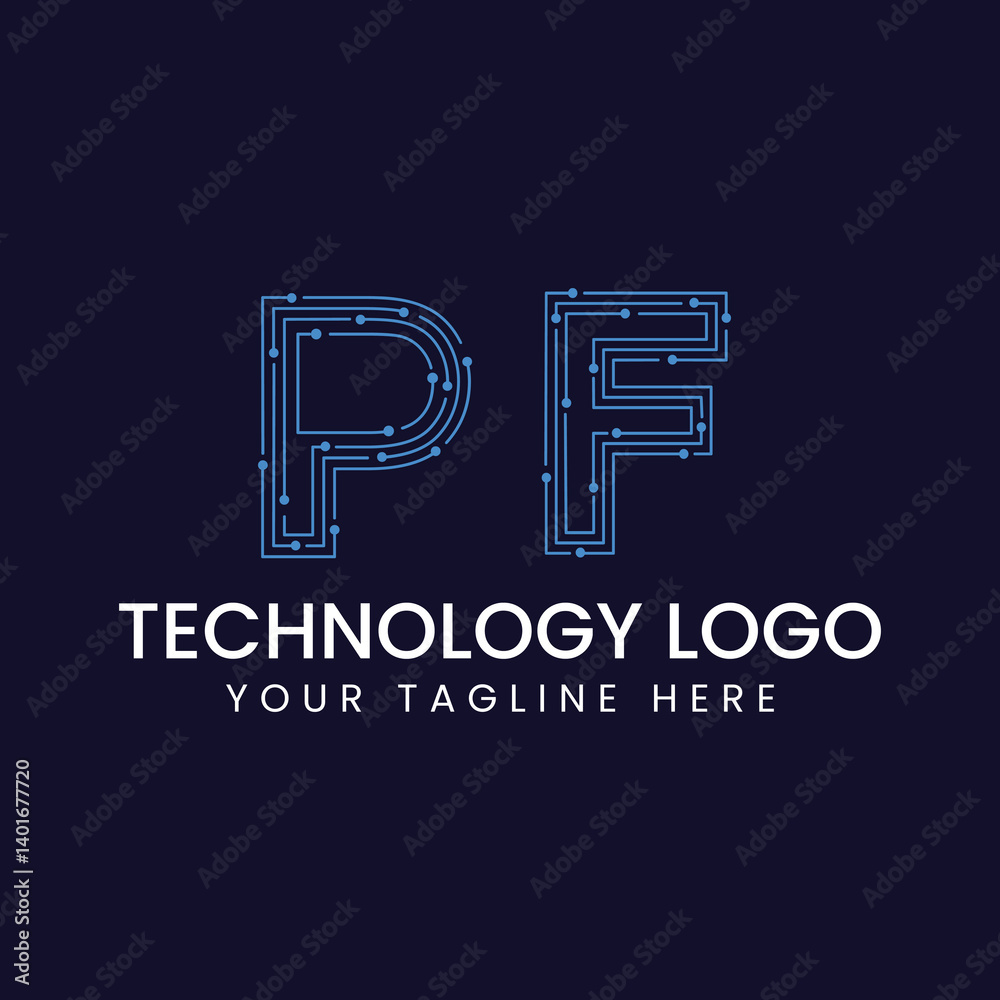 Technology Outline Font - Letter with Dots and Lines