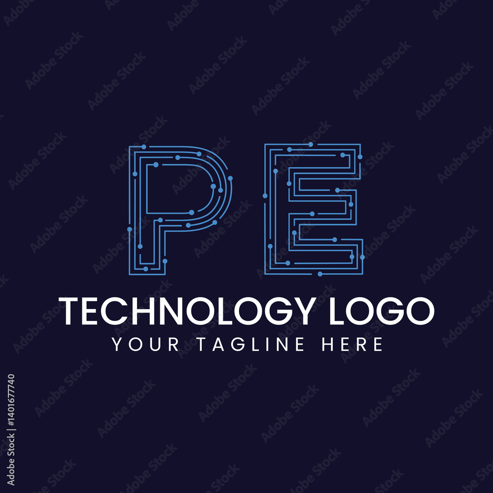 Technology Outline Font - Letter with Dots and Lines Technology Outline Font - Letter with Dots and Lines