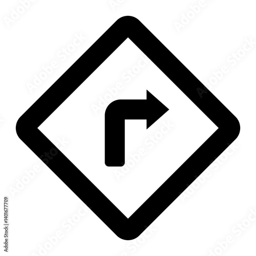 Turn right direction road sign navigation glyph icon