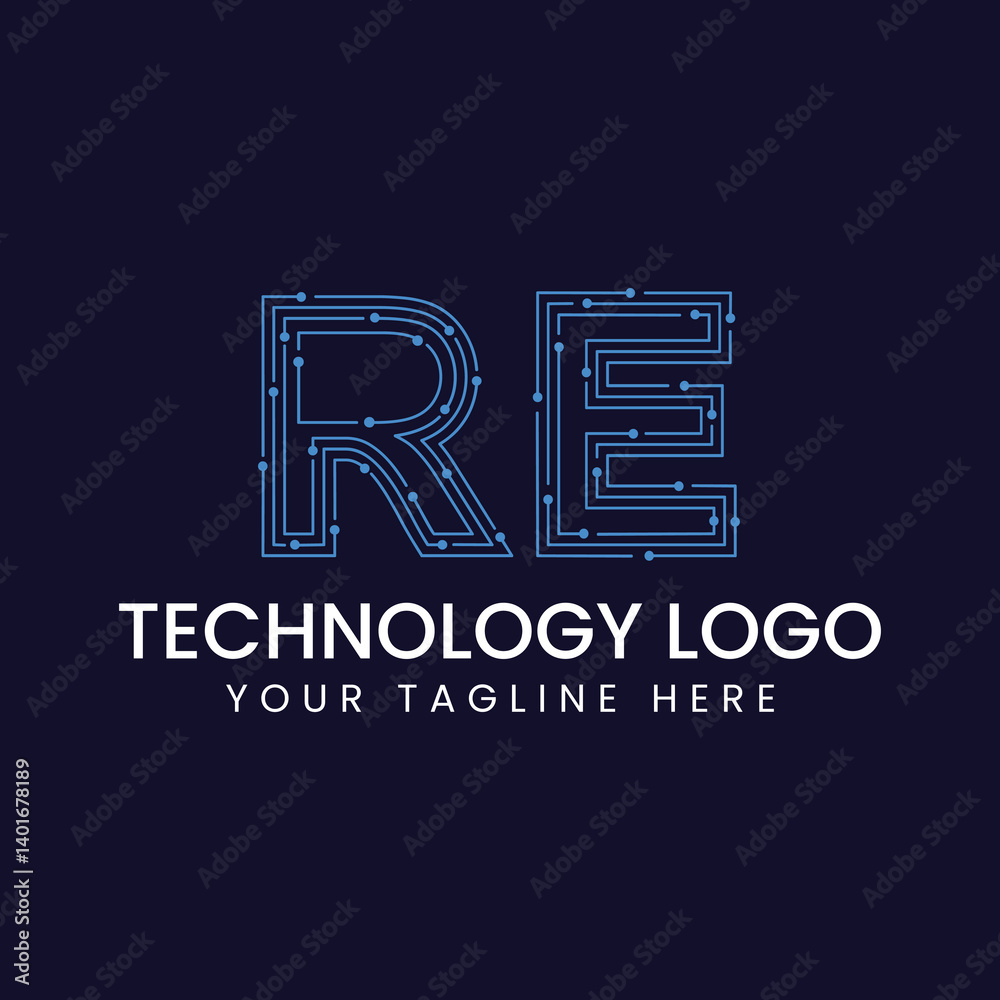 Technology Outline Font - Letter with Dots and Lines Technology Outline Font - Letter with Dots and Lines