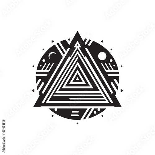 Black Color Triangle Silhouette Vector Illustration, Solid White Background