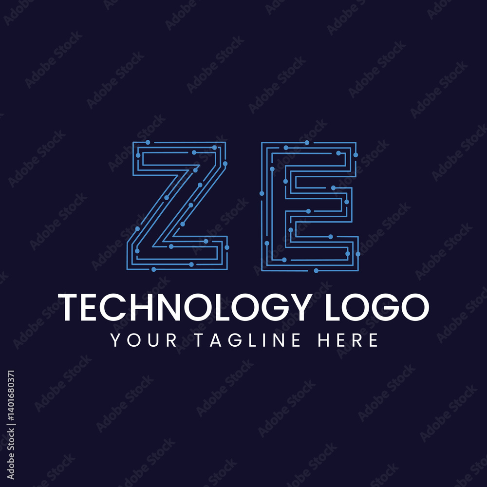 Technology Outline Font - Letter with Dots and Lines Technology Outline Font - Letter with Dots and Lines