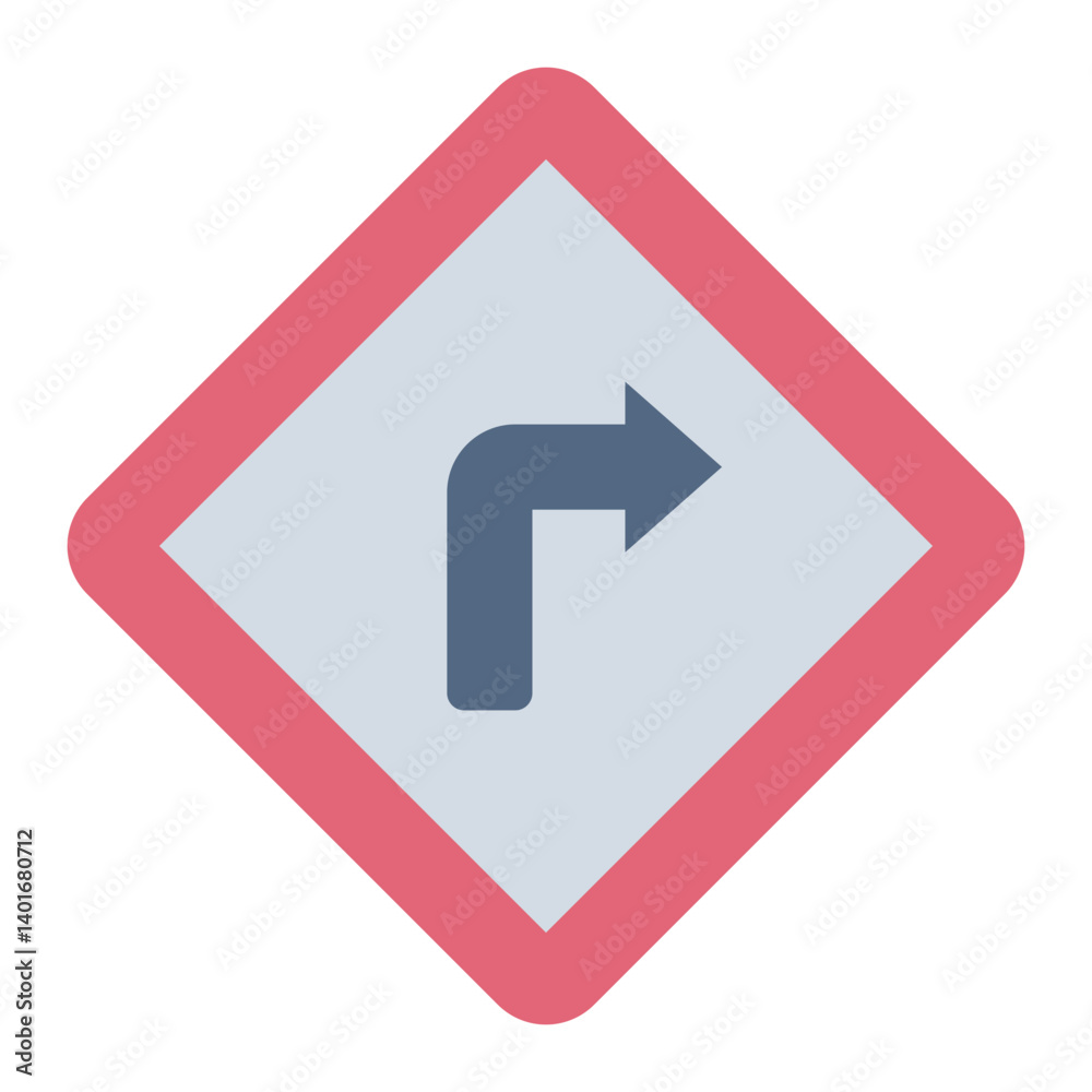 Turn right direction road sign navigation flat icon Turn right direction road sign navigation flat icon