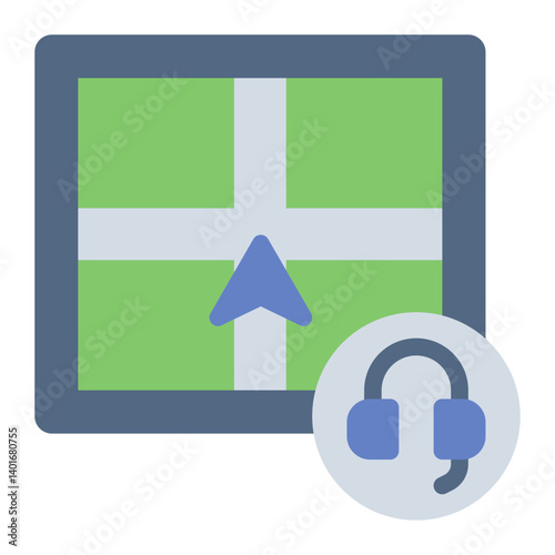 Virtual assistant navigation flat icon for digital mapping and tracking