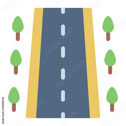 Roadway flat icon representing highways or streets