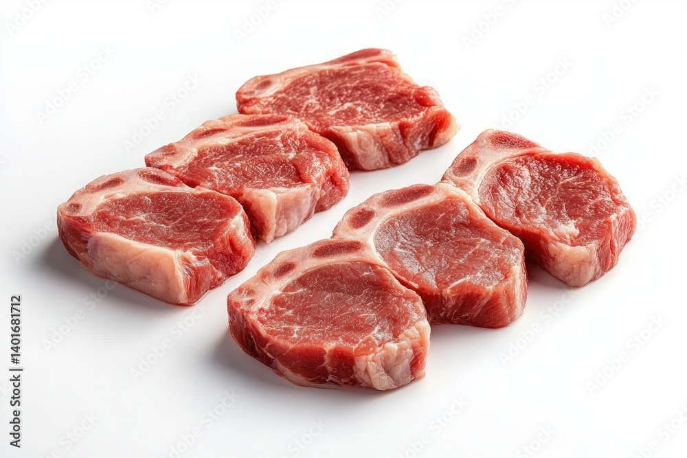raw pork chops on white background realistic food still life raw pork chops on white background realistic food still life