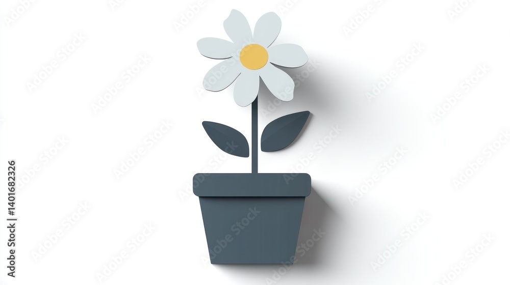 Stylized Flower in Pot Simple Minimalist Design 3D Render Illustration Icon Stylized Flower in Pot Simple Minimalist Design 3D Render Illustration Icon