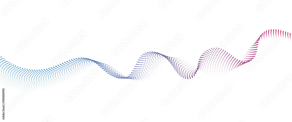 Flowing Dot Wave halftone gradient pattern on transparent background