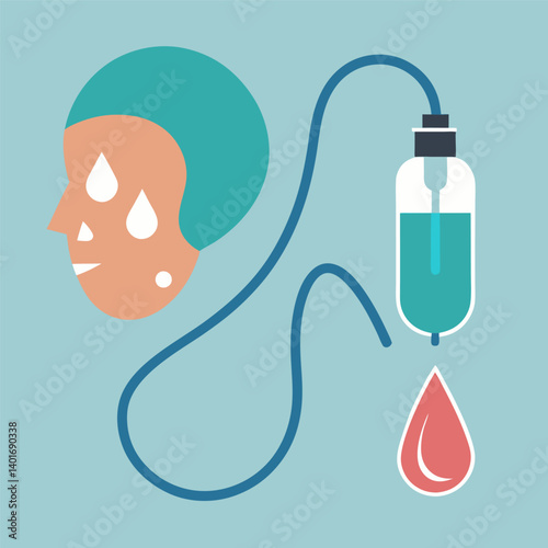 Hydration Infusion An illustration where a hydrating mist is being infused into the skin with flowing lines indicating revitalization and skin tightening.