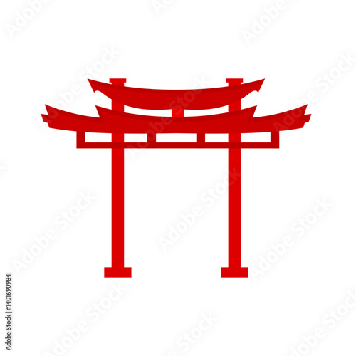Red chinese gates building design. Vector illustration 