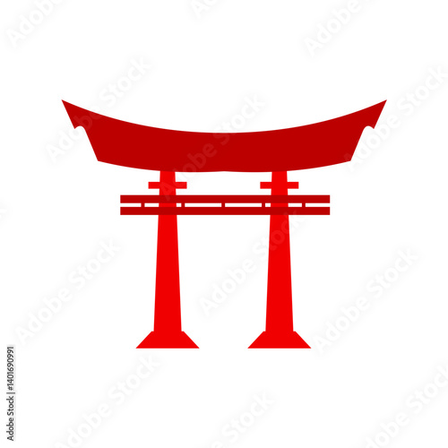 Red chinese gates building design. Vector illustration 