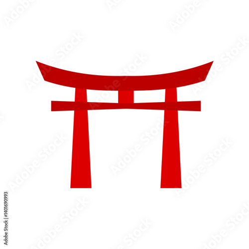 Red chinese gates building design. Vector illustration 